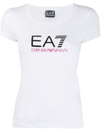 Armani Ea7 Emporio Armani Fitted Logo Print Majice Ženske Bele | 2PFXBK36