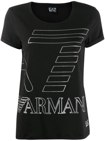 Armani Ea7 Emporio Armani Logo Print Majice Ženske Črne | ATA3XOX0