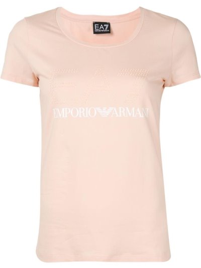 Armani Ea7 Emporio Armani Logo Print Majice Ženske Roza | GMMENLEY