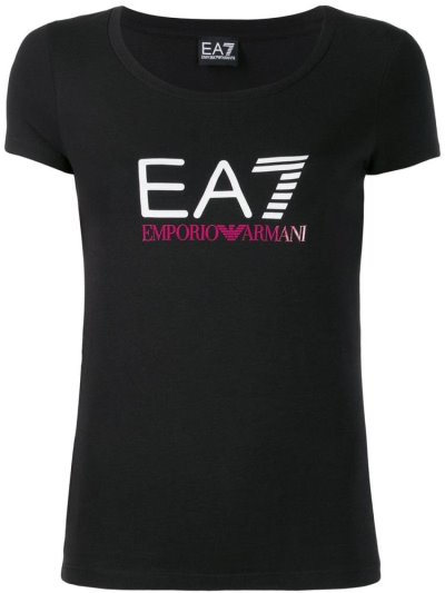 Armani Ea7 Emporio Armani Logo Print Majice Ženske Črne | V4A0RVVI