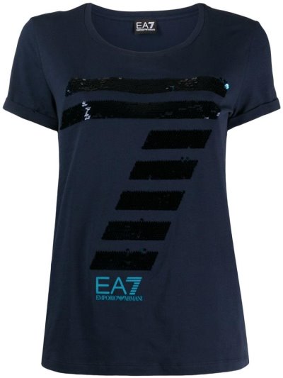 Armani Ea7 Emporio Armani Logo Majice Ženske Modre | BCW7DNQ4