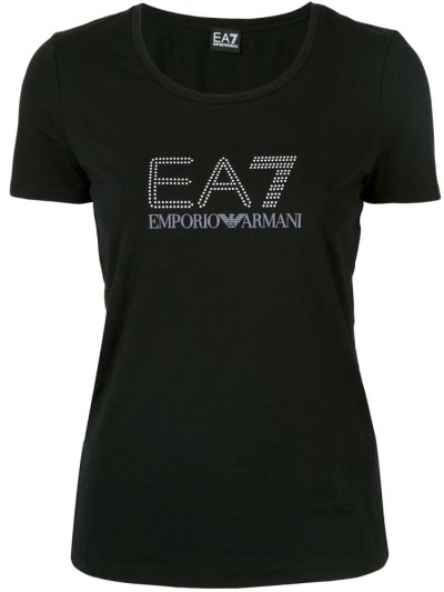 Armani Ea7 Emporio Armani Logo Majice Ženske Črne | URDXBS2E