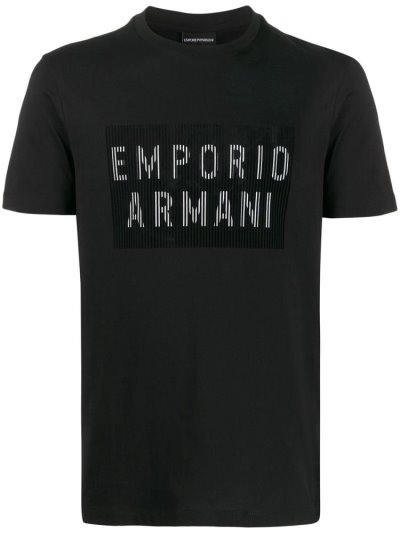 Armani Emporio Armani Barcode Logo Print Majice Moški Črne | EO3H2XPZ