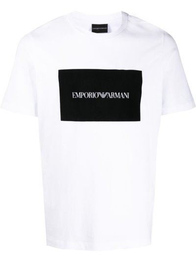 Armani Emporio Armani Boxed Logo Print Majice Moški Bele | HI727X4W