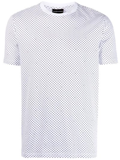 Armani Emporio Armani Dotted Crew Neck Majice Moški Bele Črne | GKNEAG5C