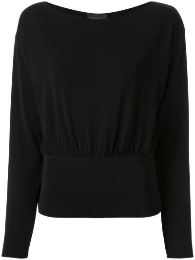 Armani Emporio Armani Knitted Elasticated Hem Top Ženske Črne | U7ZM0E6R