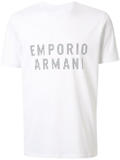 Armani Emporio Armani Line Logo Print Majice Moški Bele | H5QP0I7L