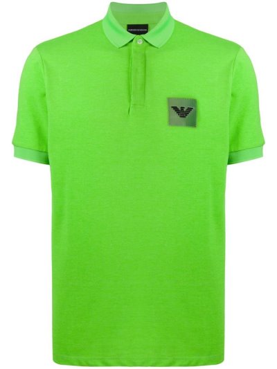 Armani Emporio Armani Logo Patch Polo Majice Moški Zelene | H2ICVQGX