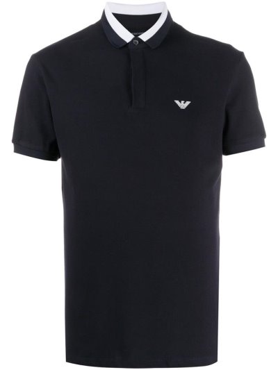 Armani Emporio Armani Logo Print Polo Majice Moški Modre | GH9SO7DZ