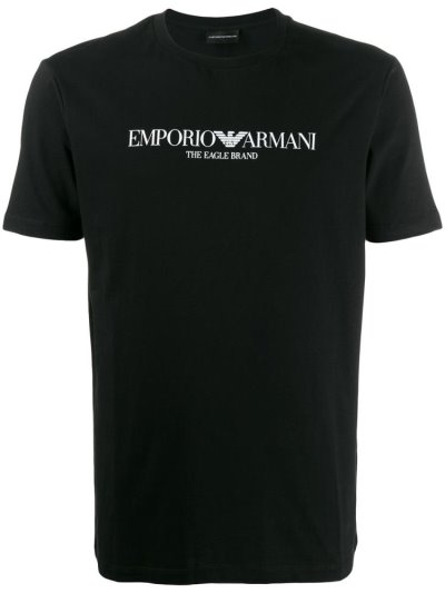 Armani Emporio Armani Logo Print Majice Moški Črne | 0049FIRY