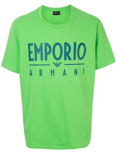 Armani Emporio Armani Logo Print Majice Moški Zelene | 6Y4AX776