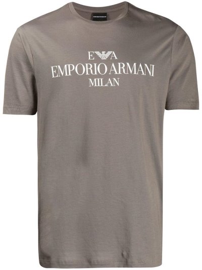 Armani Emporio Armani Logo Print Majice Moški Bež | ANBN4YBE