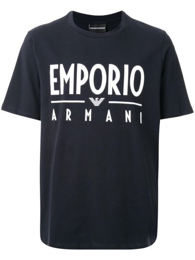 Armani Emporio Armani Logo Print Majice Moški Modre Bele | EQUCSA78