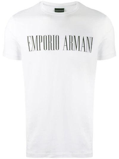 Armani Emporio Armani Logo Print Majice Moški Bele | HRIYQ5LO