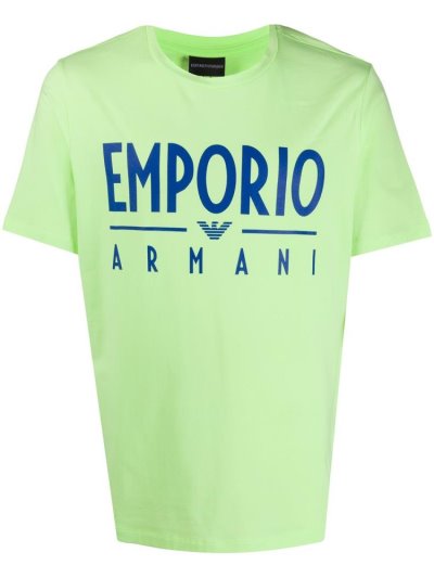 Armani Emporio Armani Logo Print Majice Moški Zelene | I6VURAJR