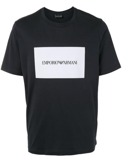 Armani Emporio Armani Logo Print Majice Moški Modre | VMQPVXHA