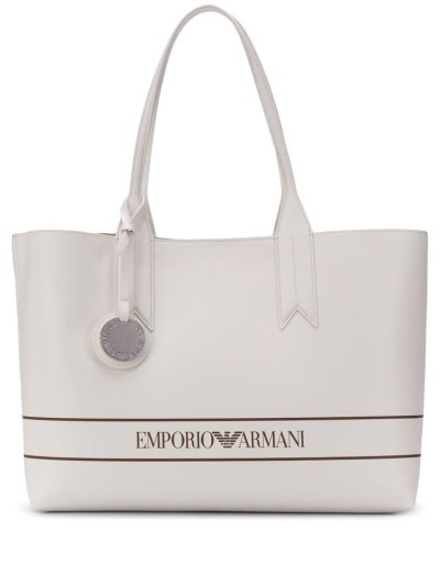 Armani Emporio Armani Logo Print Torba Tote Ženske Bele | LA52ET6J