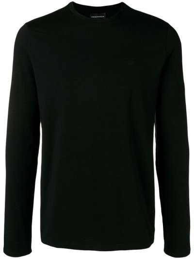 Armani Emporio Armani Long Sleeve Majice Moški Črne | AOL9QPLL