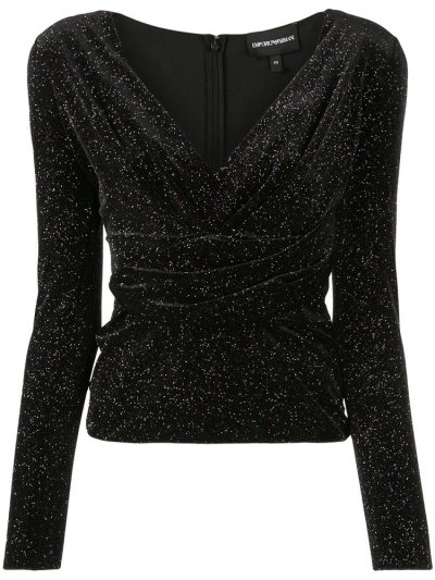 Armani Emporio Armani Multicolored Glitter Top Ženske Črne | BJSNA1O1