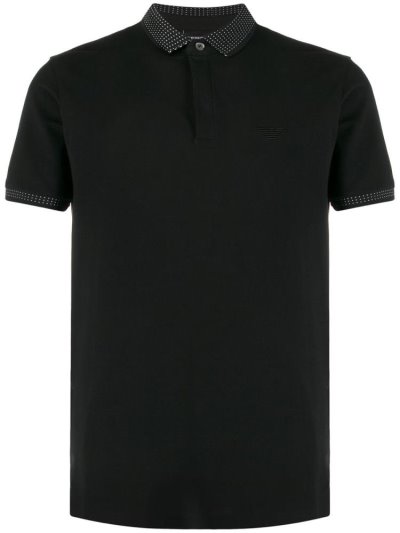 Armani Emporio Armani Polka Dot Collar Polo Majice Moški Črne | XPLIOXOY