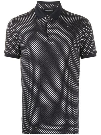 Armani Emporio Armani Polka Dot Print Polo Majice Moški Modre | 2NMAI243