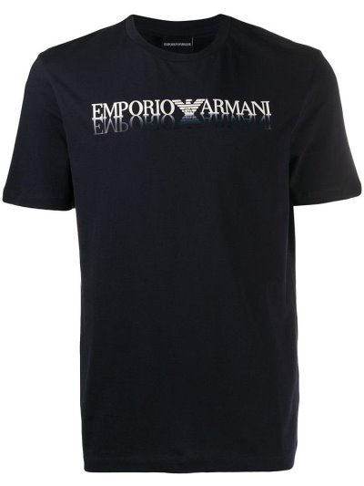 Armani Emporio Armani Printed Logo Majice Moški Modre | DHE5V8QH