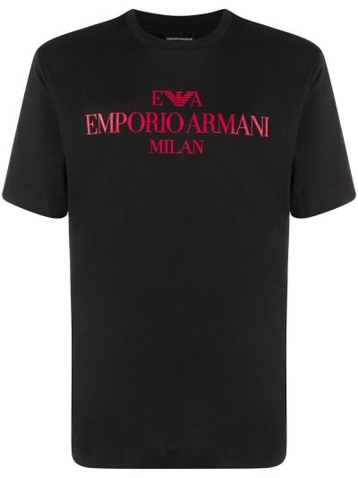 Armani Emporio Armani Printed Logo Majice Moški Črne | JLG0OXHP