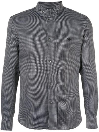 Armani Emporio Armani Stand Up Collar Srajca Moški Črne | U55Y3OXC