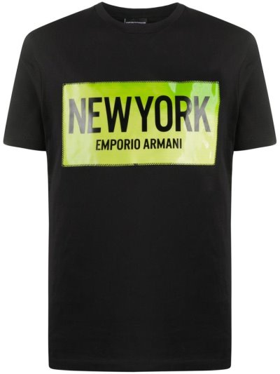 Armani Emporio Armani Stitched Logo Majice Moški Črne | URFJOQ4A