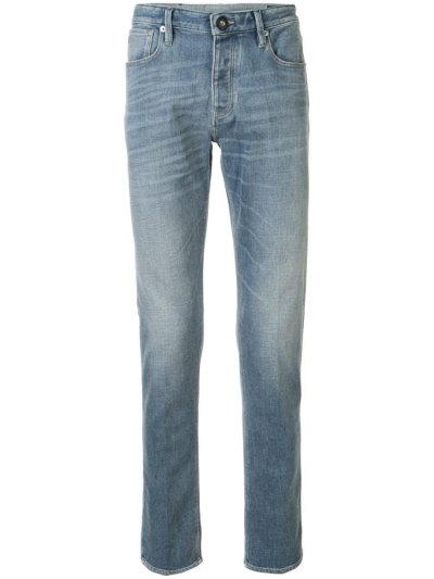 Armani Emporio Armani Stonewashed Straight Leg Kavbojke Moški Modre | 17ASHHZE