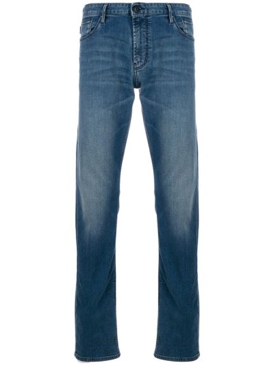 Armani Emporio Armani Straight Leg Stonewashed Kavbojke Moški Modre | B1YNJYQU