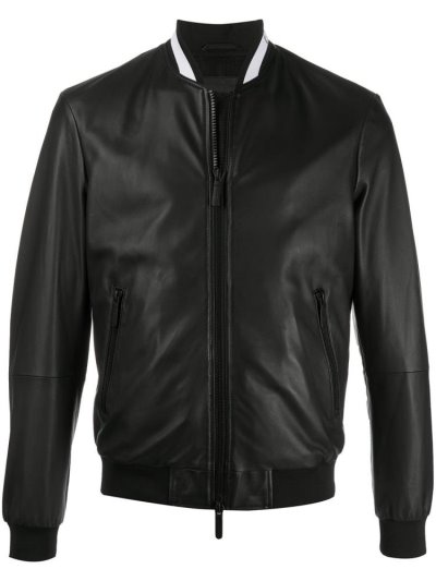 Armani Emporio Armani Usnje Bomber Jakne Moški Črne | 8SDT3117