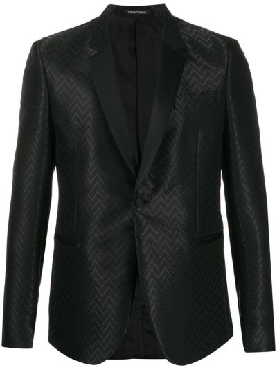 Armani Emporio Armani Zigzag Pattern Suknjič Moški Črne | KFNGV0ES