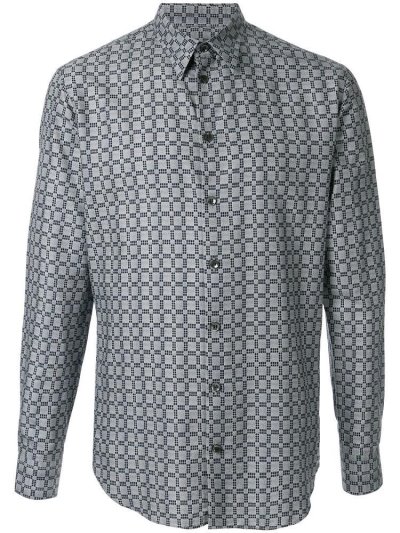 Armani Giorgio Armani Check Print Srajca Moški Modre | LD1PH7K8