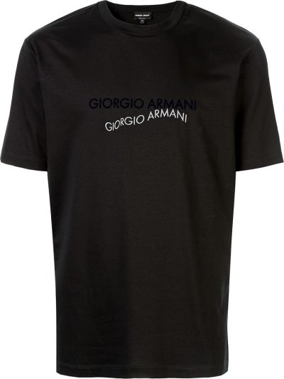 Armani Giorgio Armani Contrast Logo Majice Moški Črne | ODHPAQFZ