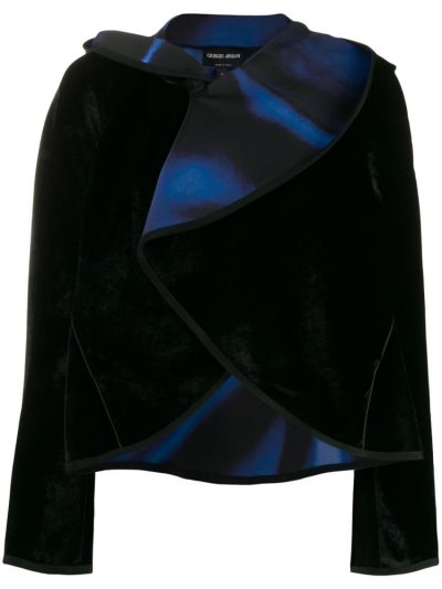 Armani Giorgio Armani Draped Collar Velvet Jakne Ženske Črne | 23RDOEG8