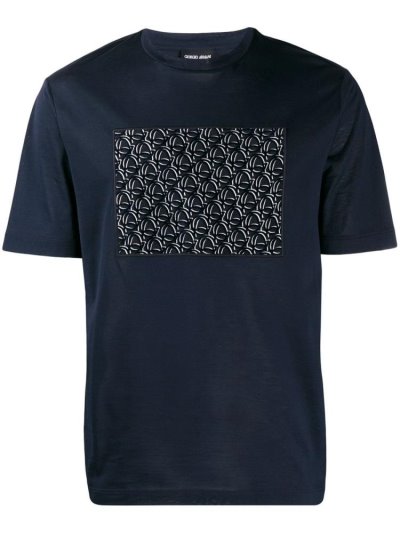 Armani Giorgio Armani Embroidered Logo Majice Moški Modre | MO0UQULG