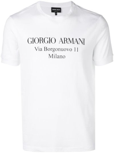 Armani Giorgio Armani Logo Print Majice Moški Bele | OSDC32PI