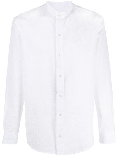 Armani Giorgio Armani Mandarin Collar Textured Srajca Moški Bele | YKJYOGW2