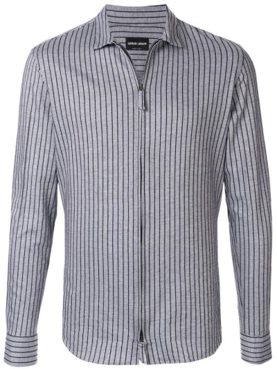 Armani Giorgio Armani Striped Zip Front Srajca Moški Sive Črne | 05SCUNZP