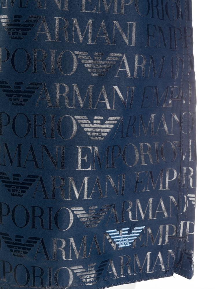 Armani Ea7 Emporio Armani All Over Logo Print Swim Kratke Hlače Moški Modre | QY7I3LGV