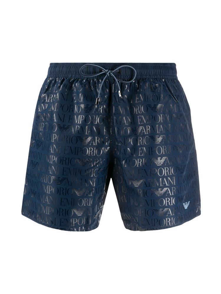 Armani Ea7 Emporio Armani All Over Logo Print Swim Kratke Hlače Moški Modre | QY7I3LGV