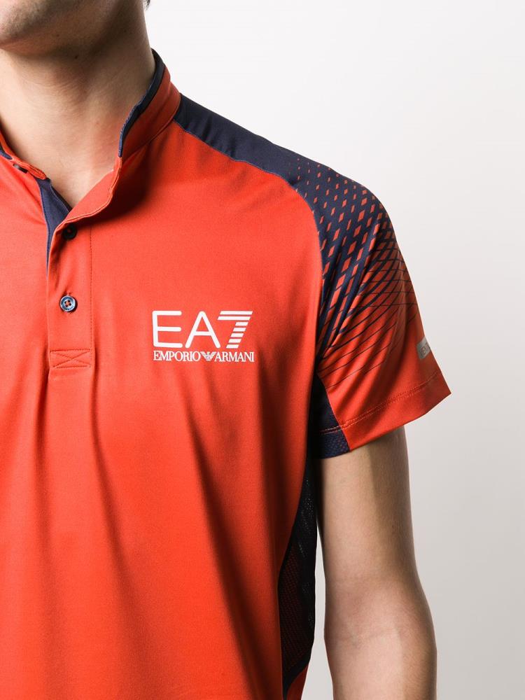 Armani Ea7 Emporio Armani Band Collar Polo Majice Moški Oranžne | O8ZHBYAU