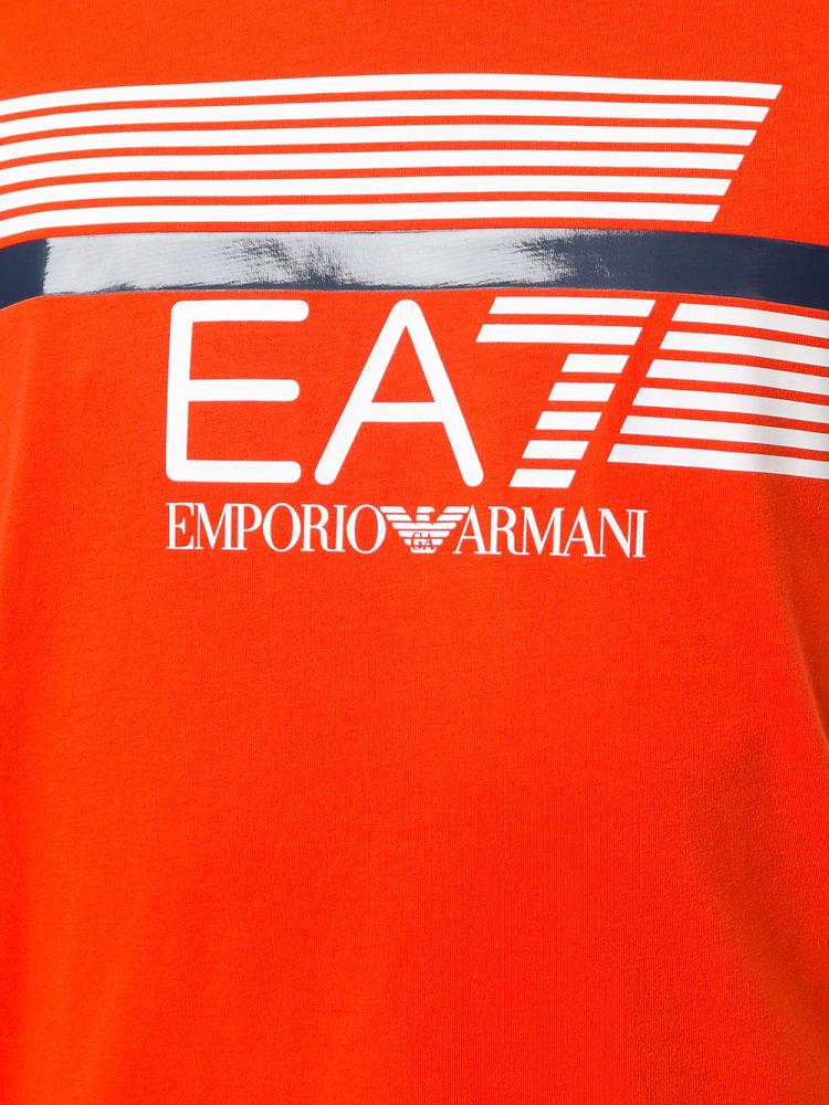 Armani Ea7 Emporio Armani Crew Neck Lines Print Majice Moški Oranžne | 357C5IFX