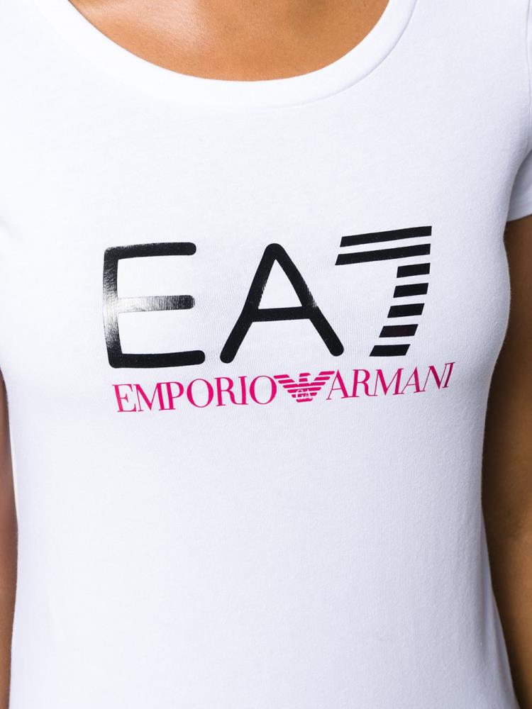 Armani Ea7 Emporio Armani Fitted Logo Print Majice Ženske Bele | 2PFXBK36