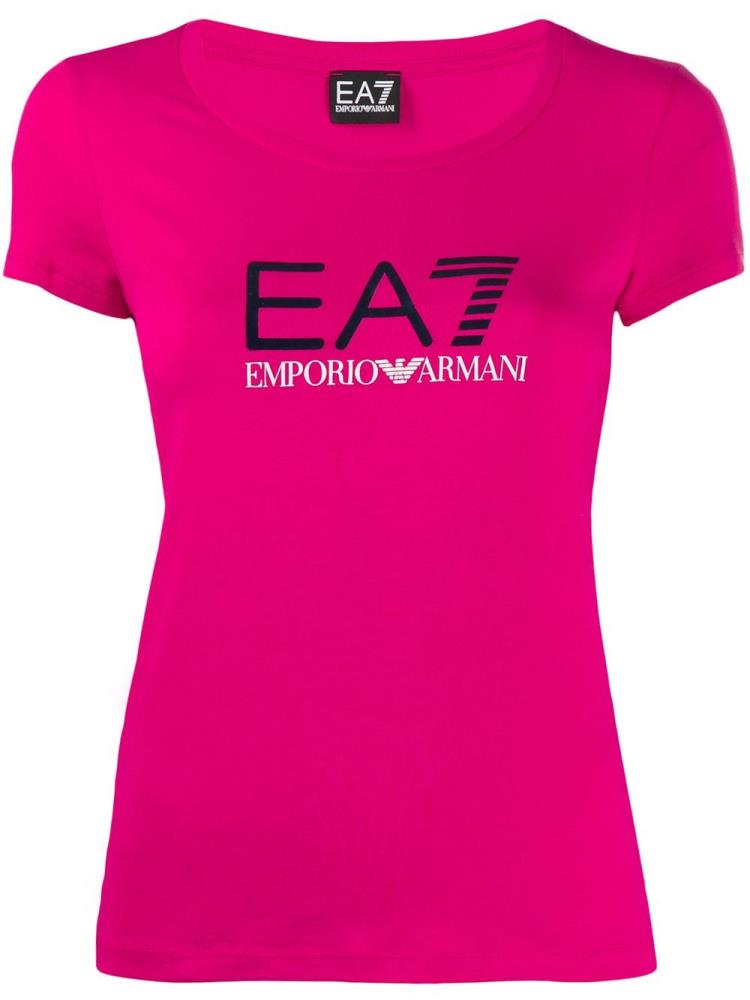 Armani Ea7 Emporio Armani Fitted Logo Print Majice Ženske Roza | HJXN33N7