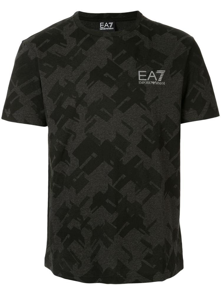 Armani Ea7 Emporio Armani Geometric Print Majice Moški Črne | IBN4HZNR