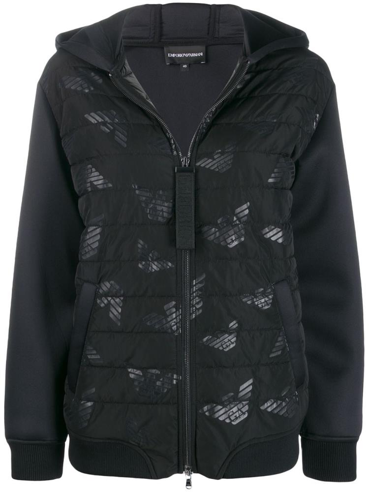 Armani Ea7 Emporio Armani Hooded Padded Jacket Jakne Ženske Črne | P0VI6DYG