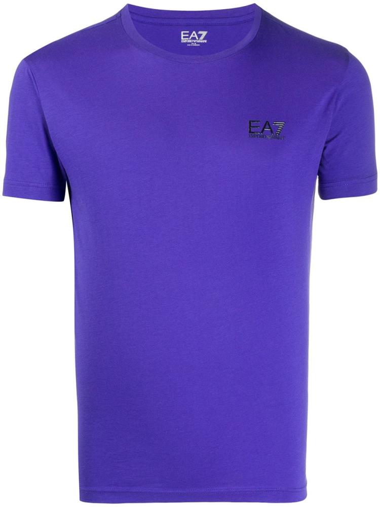 Armani Ea7 Emporio Armani Logo Print Cotton Majice Moški Modre | B7XYMRBI