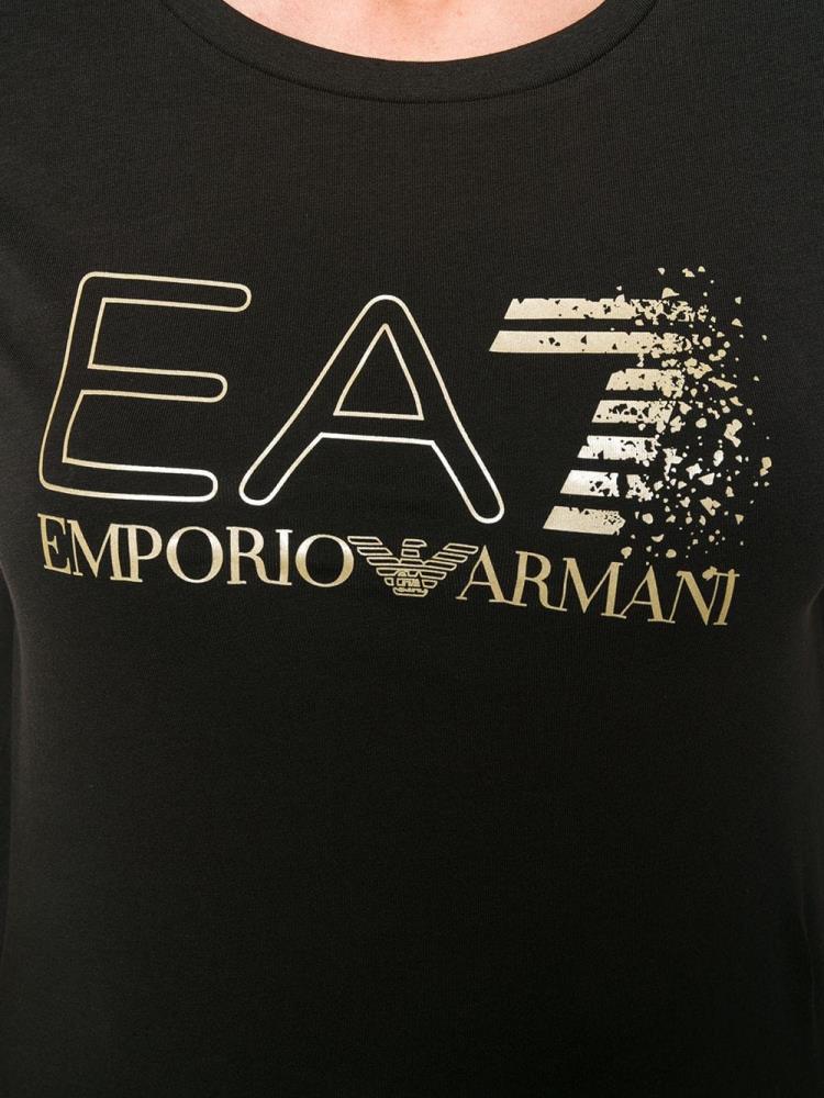 Armani Ea7 Emporio Armani Logo Print Majice Ženske Črne | 0ASUIAPC